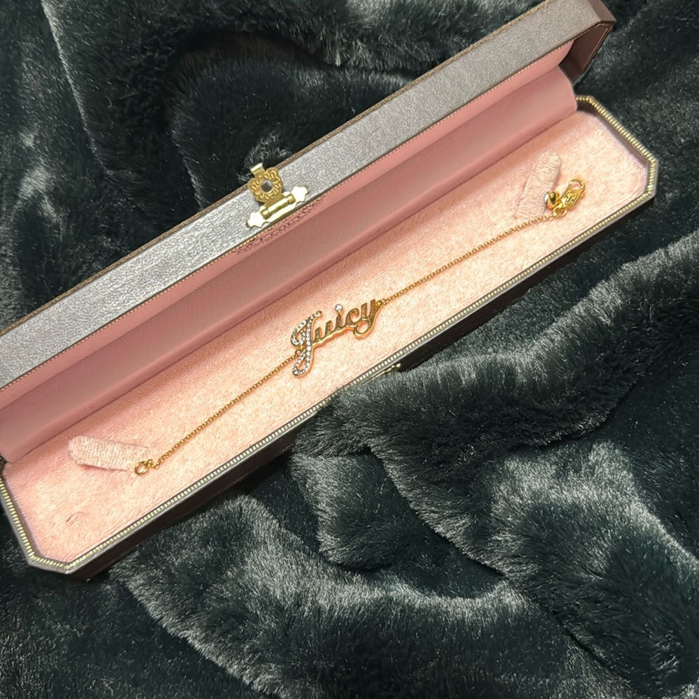 Juicy Couture Pave Script Gold Tone Bracelet